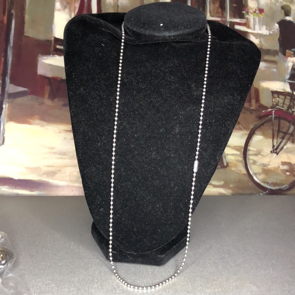 Silver Bead Chain Necklace Stainless Steel ball chin 1 
14”in